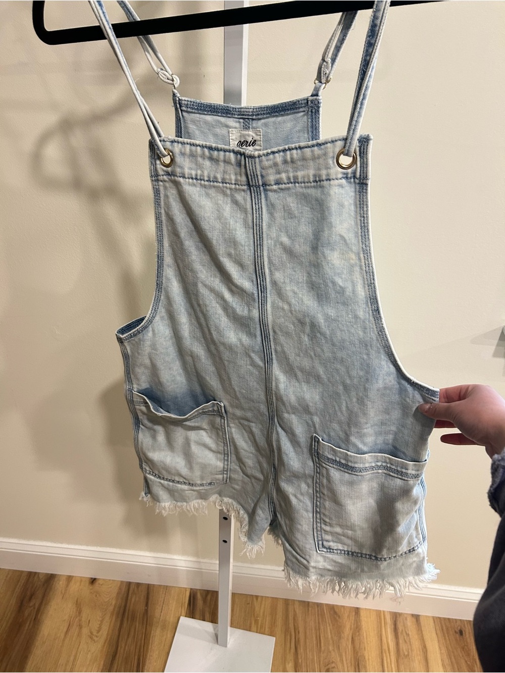 aerie Denim Short Overalls
